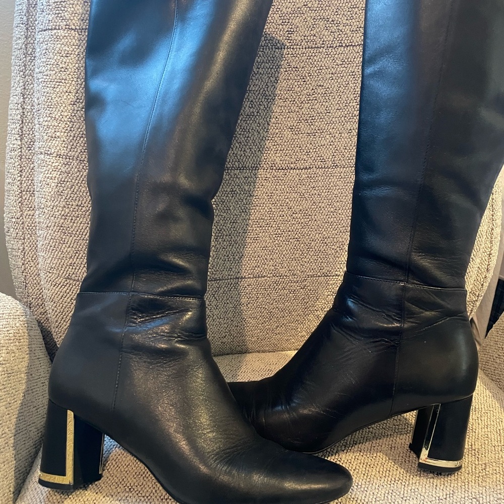 Karl Lagerfeld Black Leather Heeled Boots